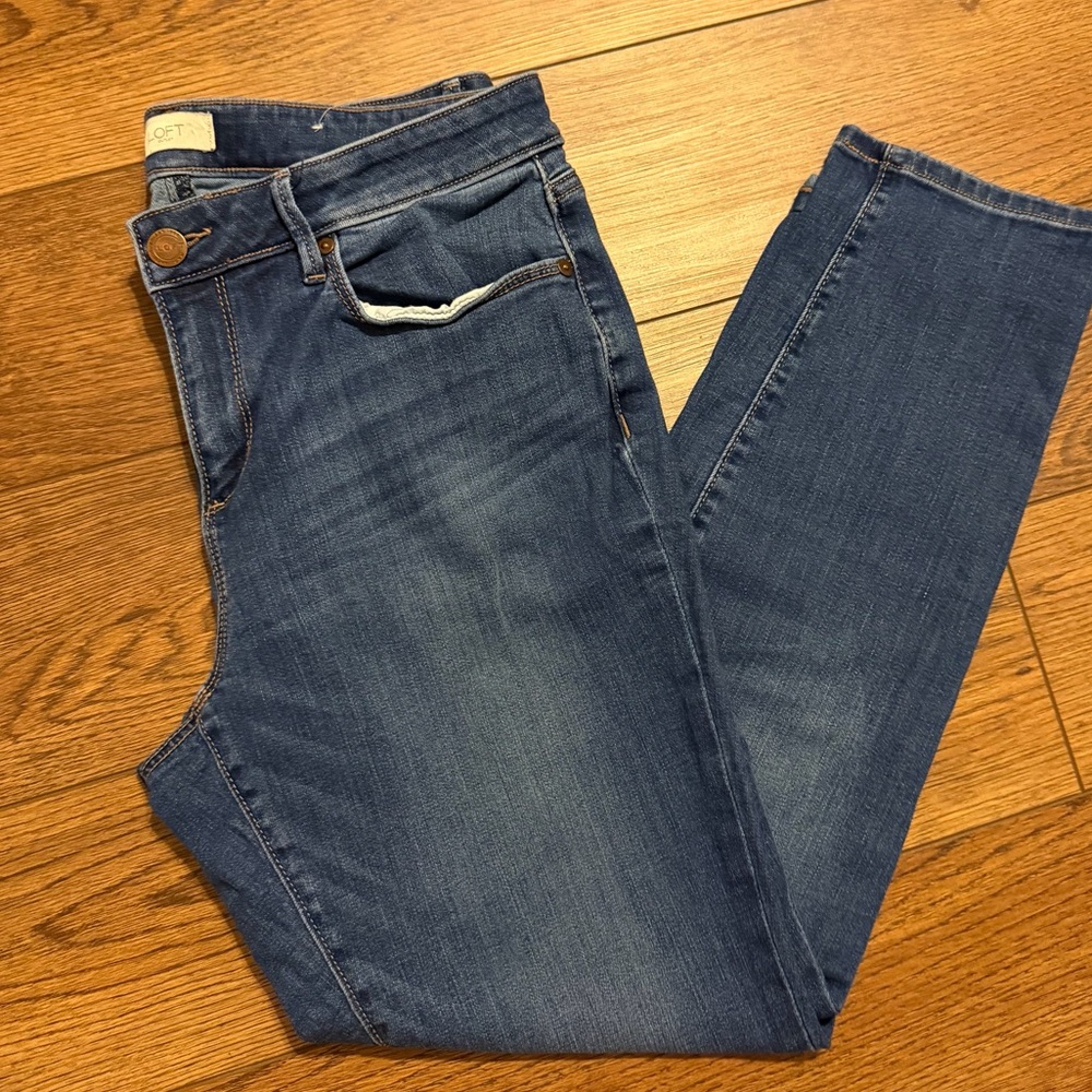 LOFT Outlet Curvy Skinny Women's Dark Blue Cropped Jeans